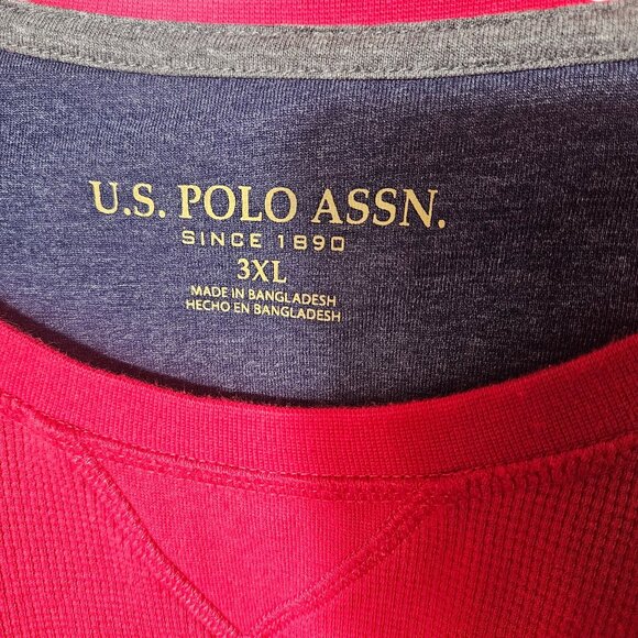 U.S. Polo Assn. Red Long-Sleeve Pullover Sweater 3XL Mens Casual Wear 100% Cotto - Picture 3 of 6